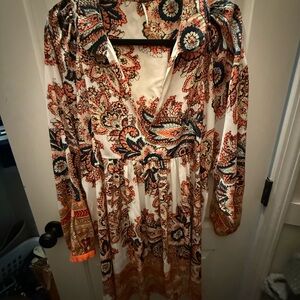 Free People Multicolor Paisley Long Sleeve Dress